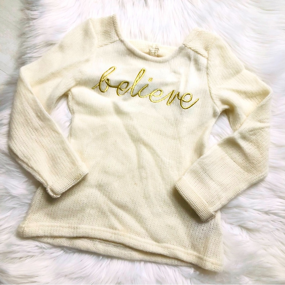 5x$25 NWOT Epic Threads Off White Believe Sweater with Cutout, 6X